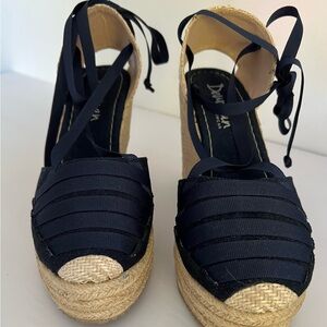 DEWOMAN FOOTWARE ESPADRILLE LACE UP NAVY SIZE 7.5